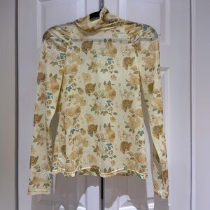 Free People Sheer Floral Mesh Long Sleeve Top, NWOT, Size XL